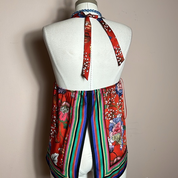Express Floral Scarf Halter  top Open Back size XS - Picture 5 of 13